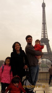 Posing by the Eiffel Tower